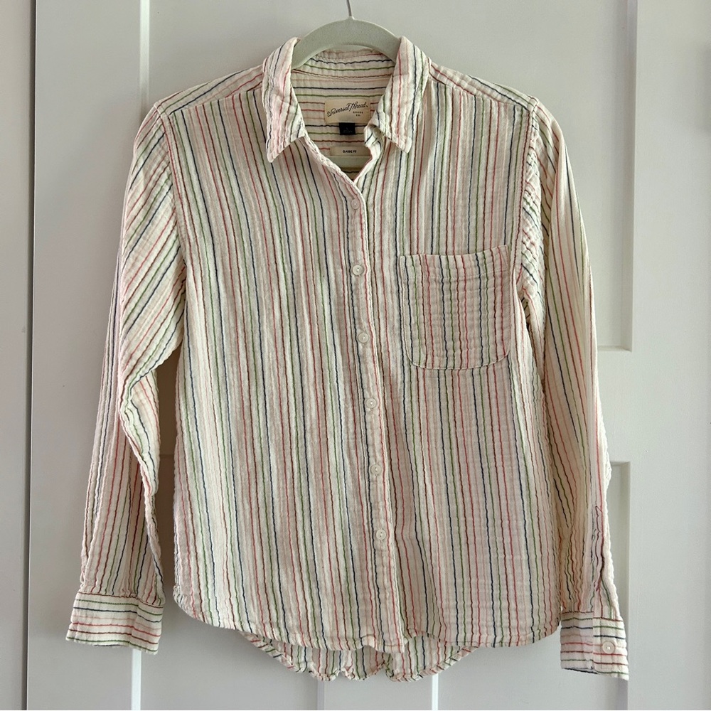Universal Thread‎ Cotton Stripe Button Down Shirt, Size Small